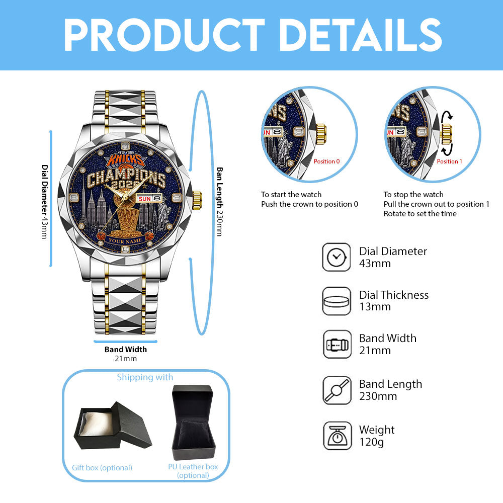 Personalized New York Knicks NBA Finals Champions 2026 Alloy Luxury Quartz Watch – TANTN23967