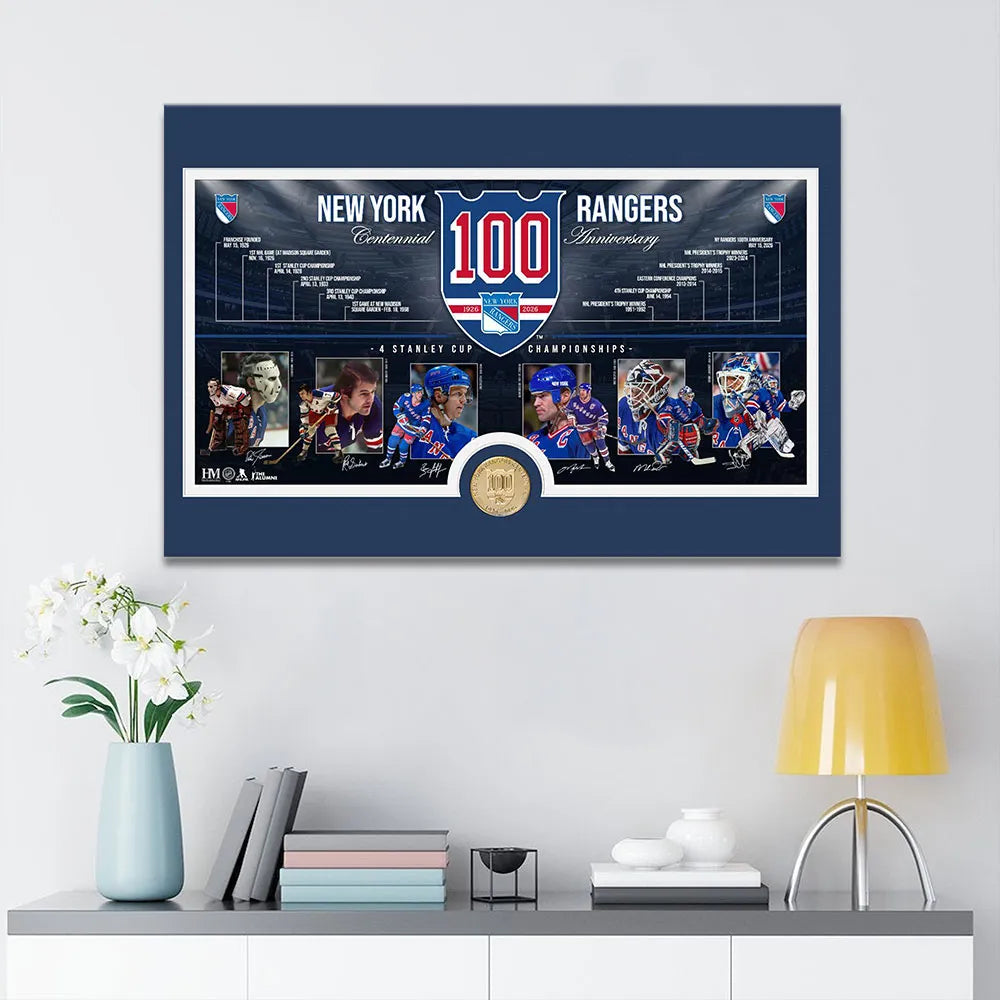 New York Rangers 100th Anniversary Rectangle Canvas With Inner Frame – TANTN21500