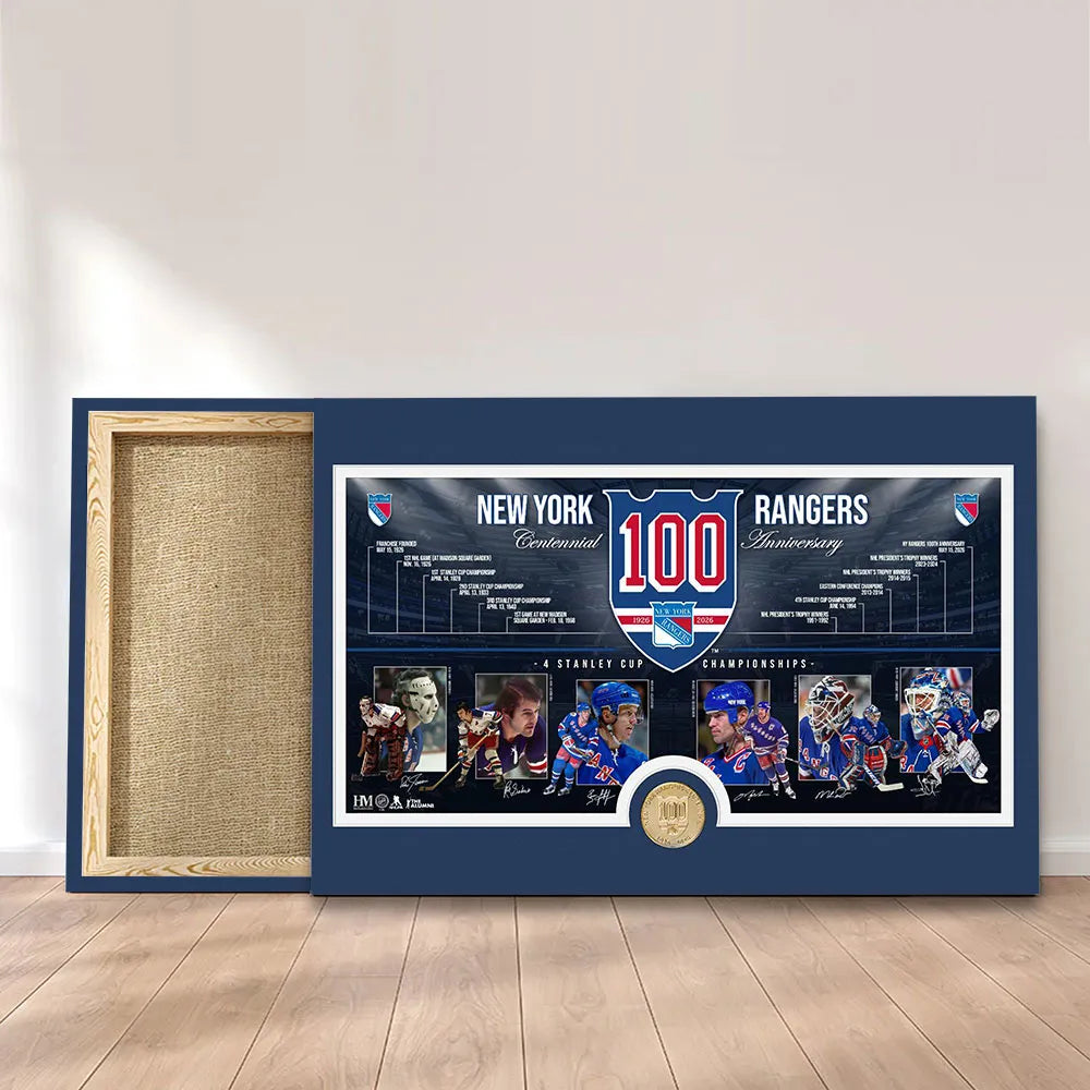 New York Rangers 100th Anniversary Rectangle Canvas With Inner Frame – TANTN21500