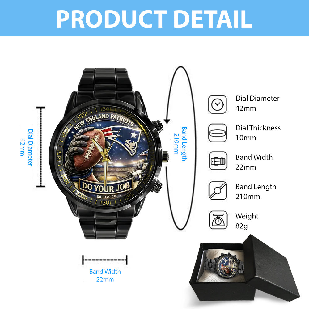 New England Patriots Black Stainless Steel Watch – TANTN20182