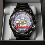 New England Patriots 2025 AFC Champions Black Stainless Steel Watch – TANTN20687