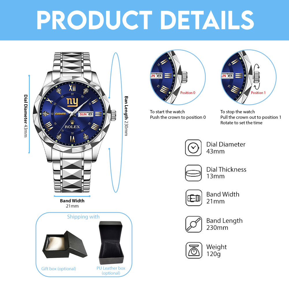 New York Giants x Rolex Alloy Luxury Quartz Watch – MAITM13405