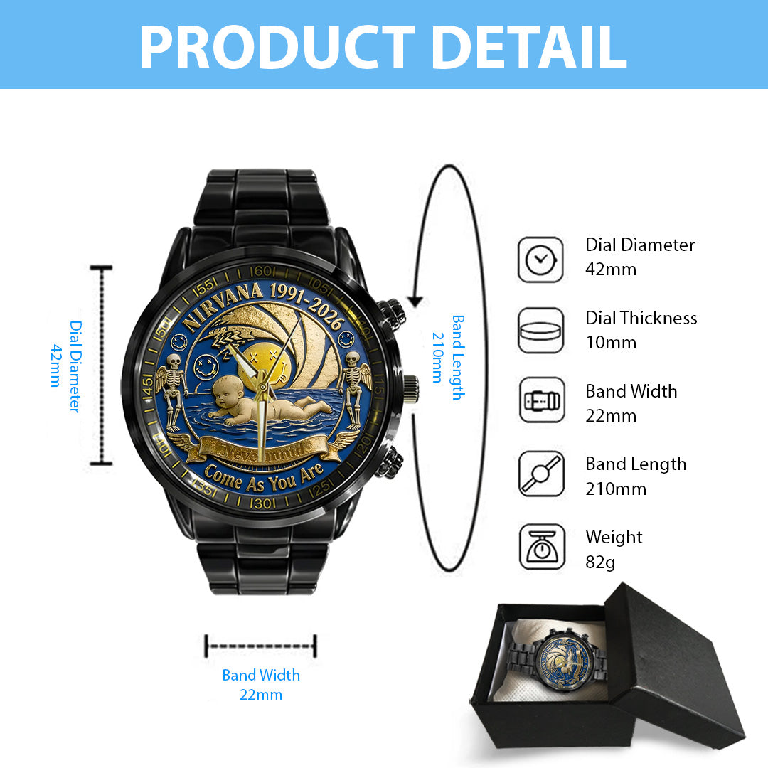 Nirvana x Nevermind 35th Anniversary Black Stainless Steel Watch – TANTN20049