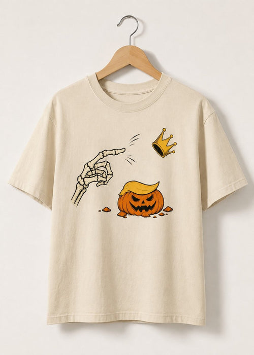 No Kings Skeleton Pumpkin Trump Halloween Shirt