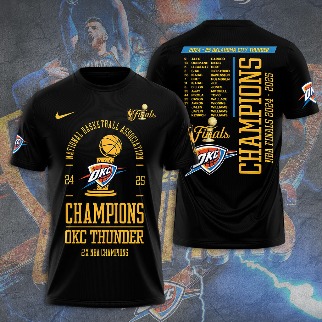 Oklahoma City Thunder 2025 NBA Champions 3D Apparel – TANTN 13926