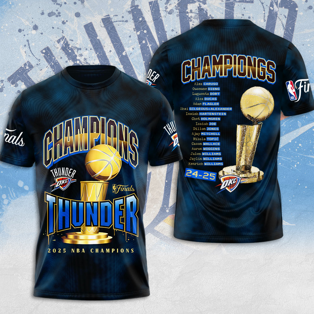 Oklahoma City Thunder 2025 NBA Champions 3D Apparel – MAITM 11776