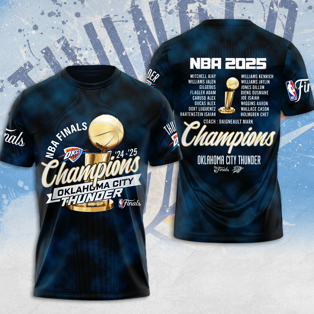 Oklahoma City Thunder 2025 NBA Champions 3D Apparel – MAITM 11779