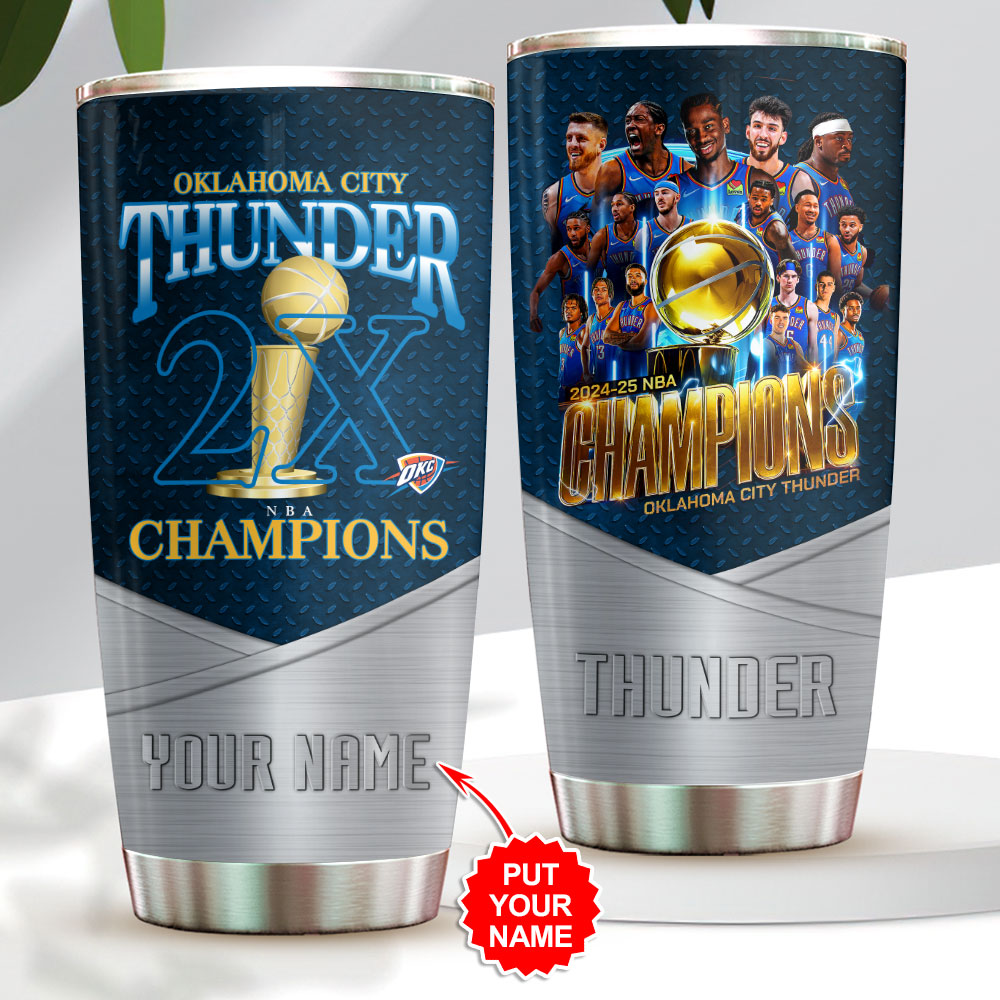 Personalized Oklahoma City Thunder 2025 NBA Champions Tumbler Cup – HOATT 11363
