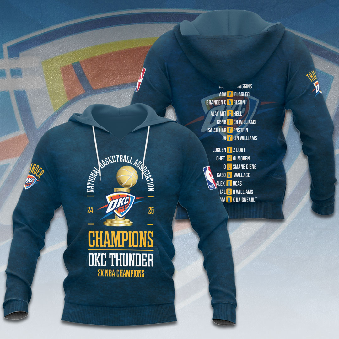 Oklahoma City Thunder 2025 NBA Champions 3D Apparel – HOATT 11364