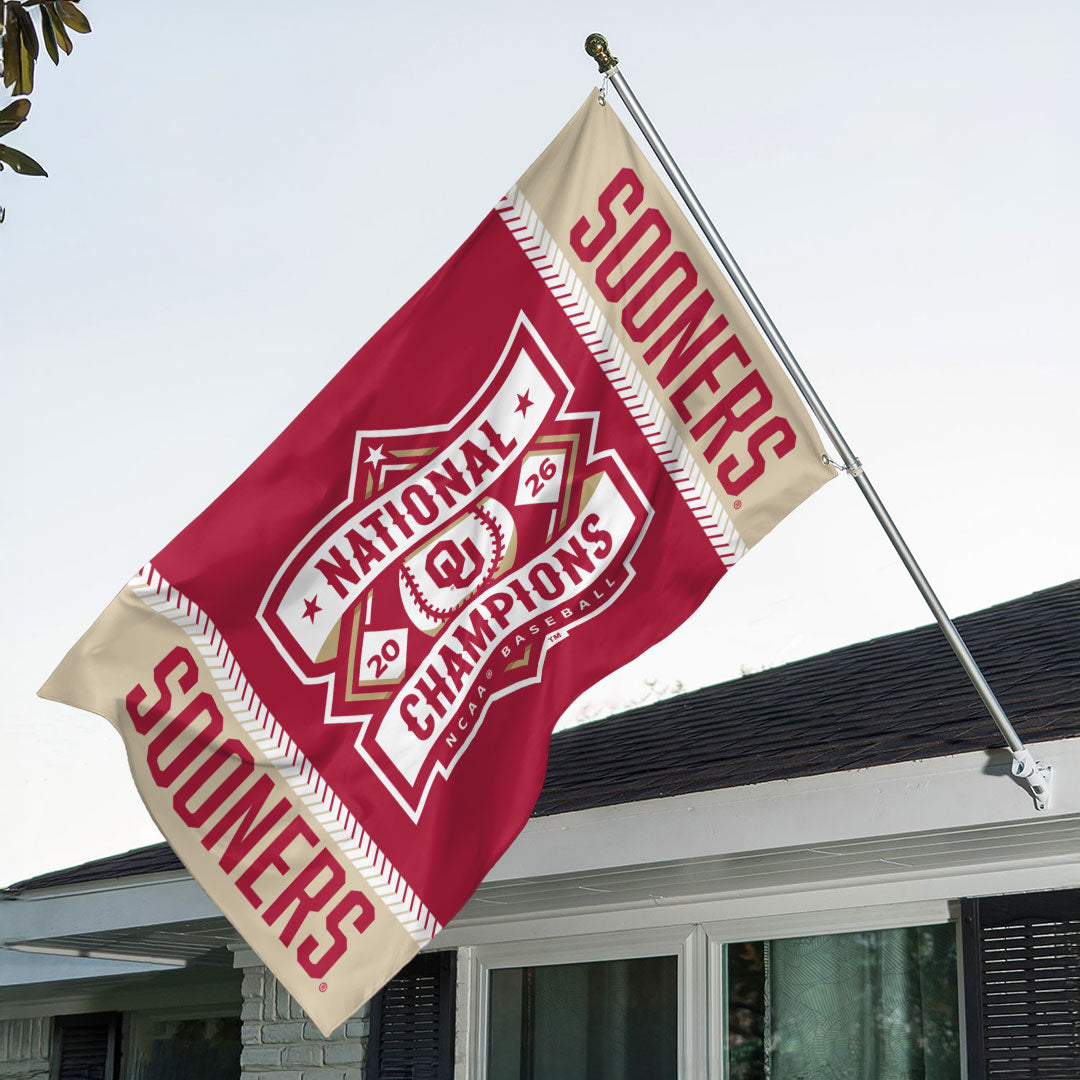 Oklahoma Sooners 2026 NCAA Baseball Men's College World Series Champions 3D Double-side House Flag – HOATT18943