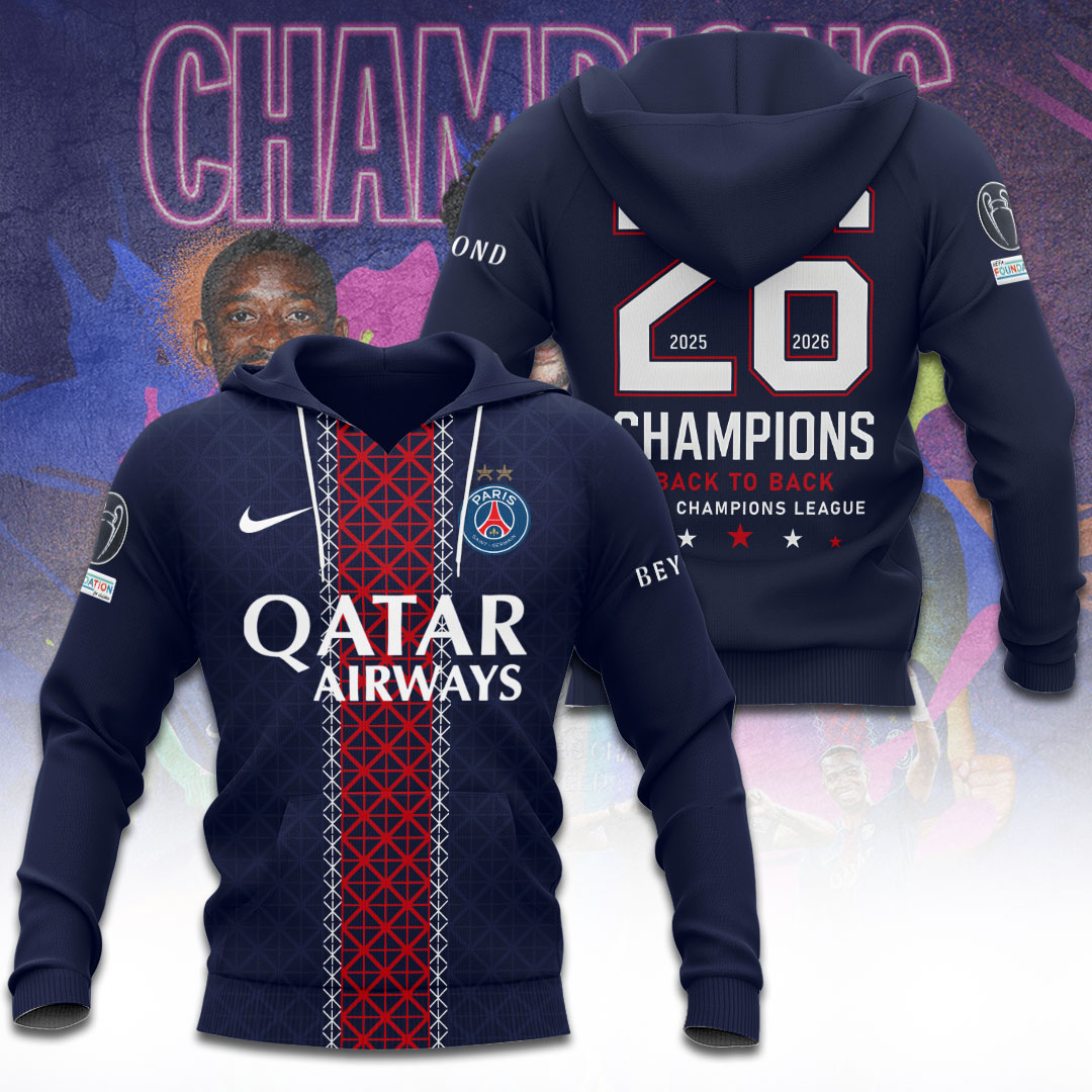 Paris Saint-Germain Champions of Europe 25/26 3D Apparel – TANTN23273