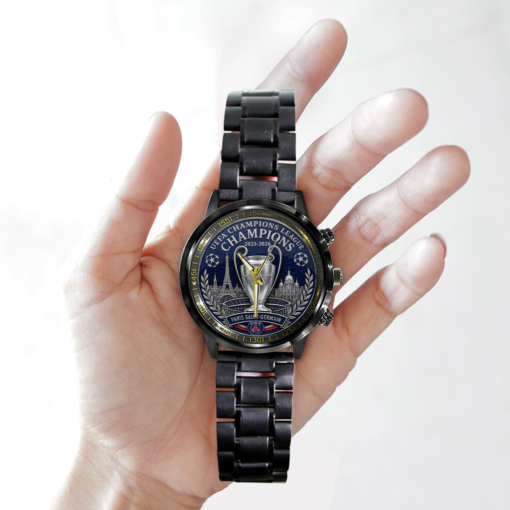 Paris Saint-Germain Champions of Europe 25/26 Black Stainless Steel Watch – TANTN23305