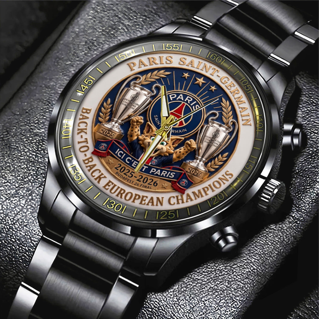 Paris Saint-Germain Champions of Europe 25/26 Black Stainless Steel Watch – TANTN23314