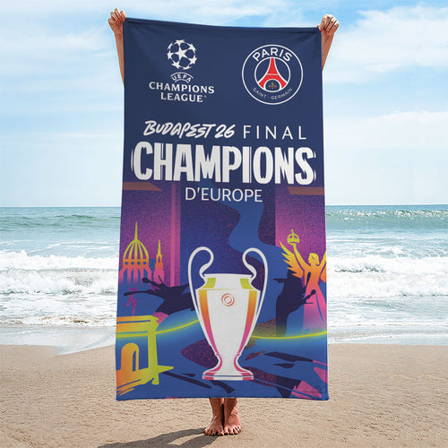Paris Saint-Germain Champions of Europe 25/26 Rectangle Beach Towel – TANTN23277