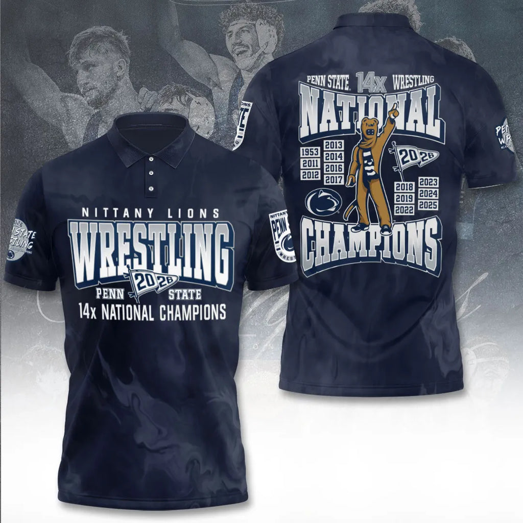 Penn State Nittany Lions Wrestling 2026 National Champions 3D Apparel – TANTN21936
