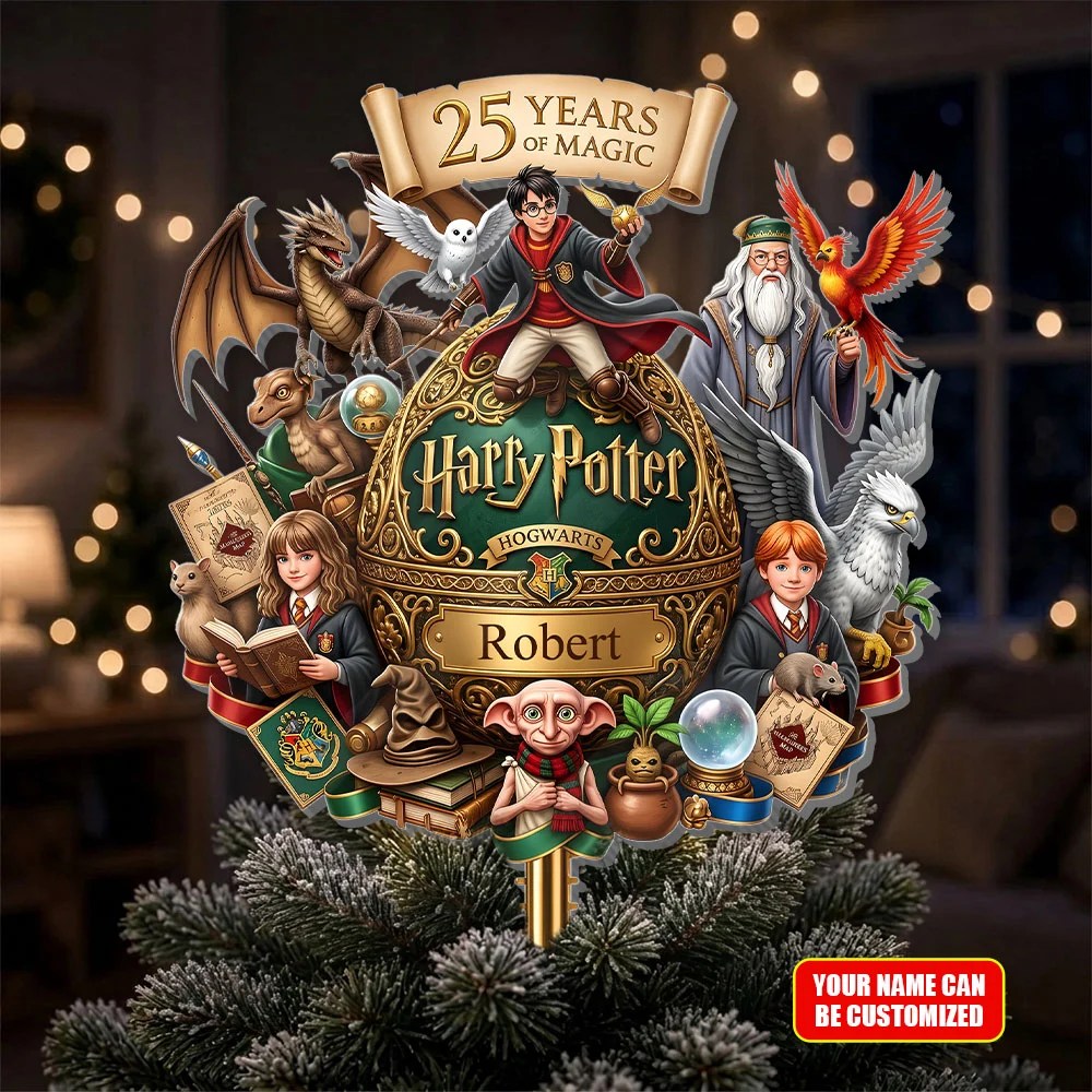 Personalized Harry Potter 25th Anniversary Christmas Tree Topper – TMTHU9676