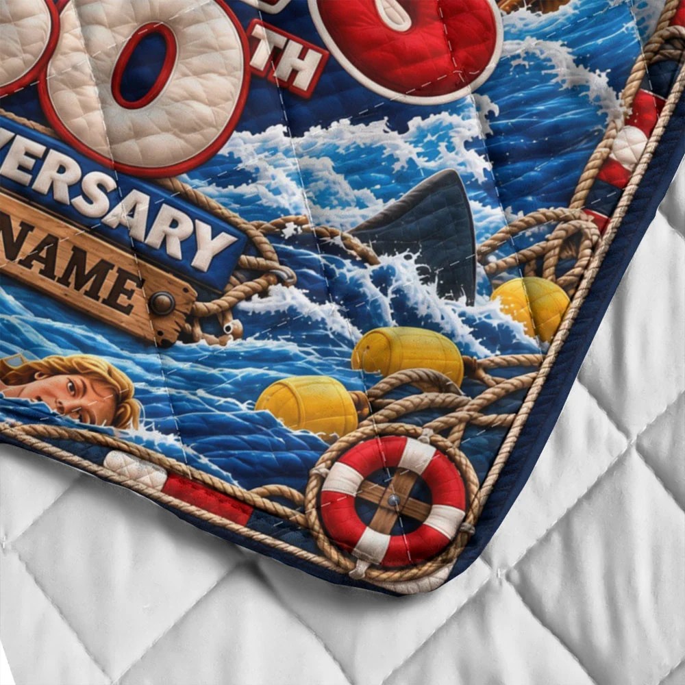 Personalized Jaws 50th Anniversary Quilt Blanket – TMTHU9934