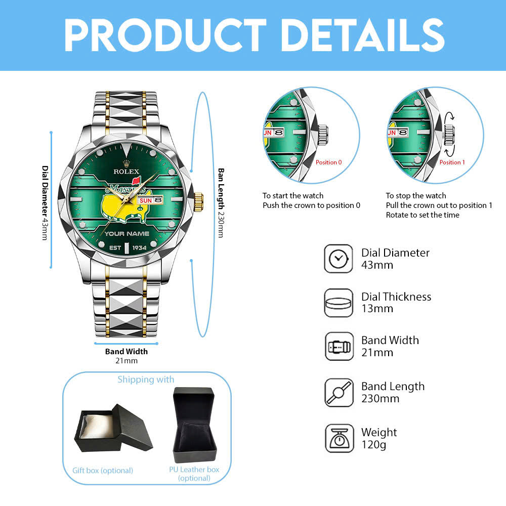 Personalized Masters Tournament x Rolex Alloy Luxury Quartz Watch – MAITM15090