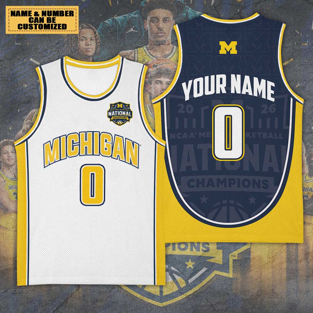 Personalized Michigan Wolverines 2026 NCAA Men's Basketball National Champs Basketball Jersey – TMTHU4973
