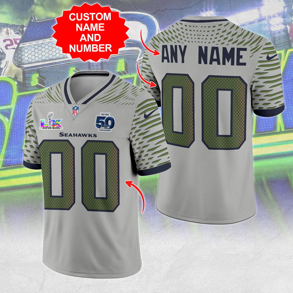 Personalized Seattle Seahawks 50th Anniversary x Super Bowl LX 3D Football Jersey – MAITM14660