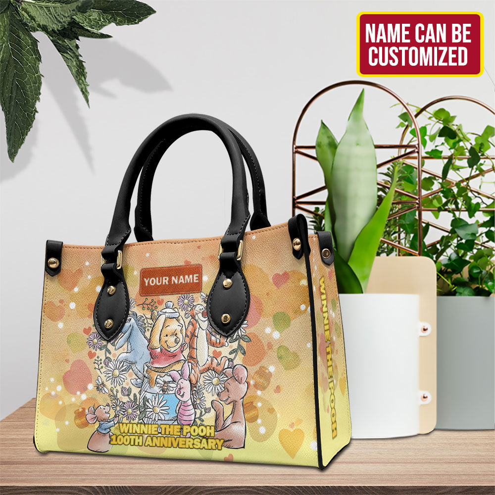 Personalized Winnie-the-Pooh 100th Anniversary Leather HandBag – TMTHU5363