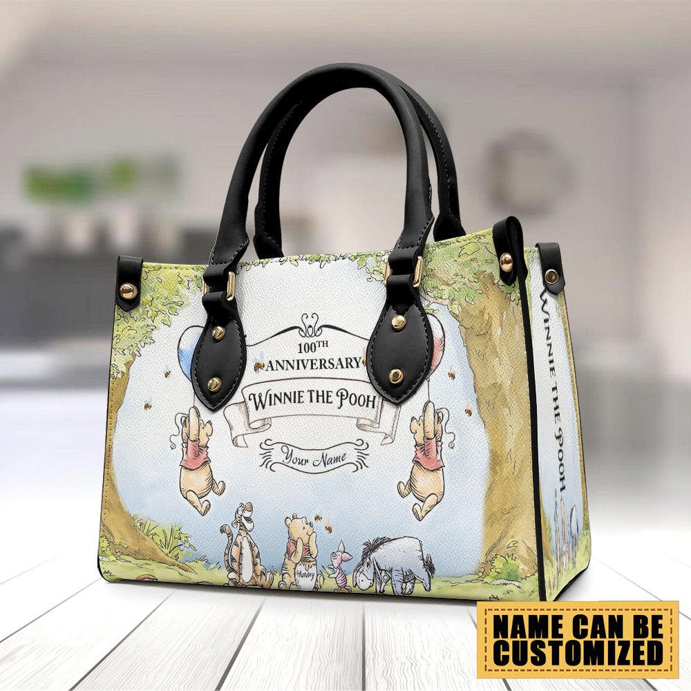 Personalized Winnie-the-Pooh 100th Anniversary Leather HandBag – TMTHU3503