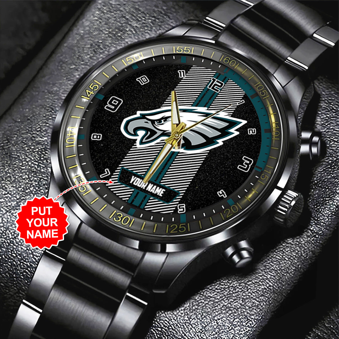 Personalized Philadelphia Eagles Black Stainless Steel Watch – TANTN16025