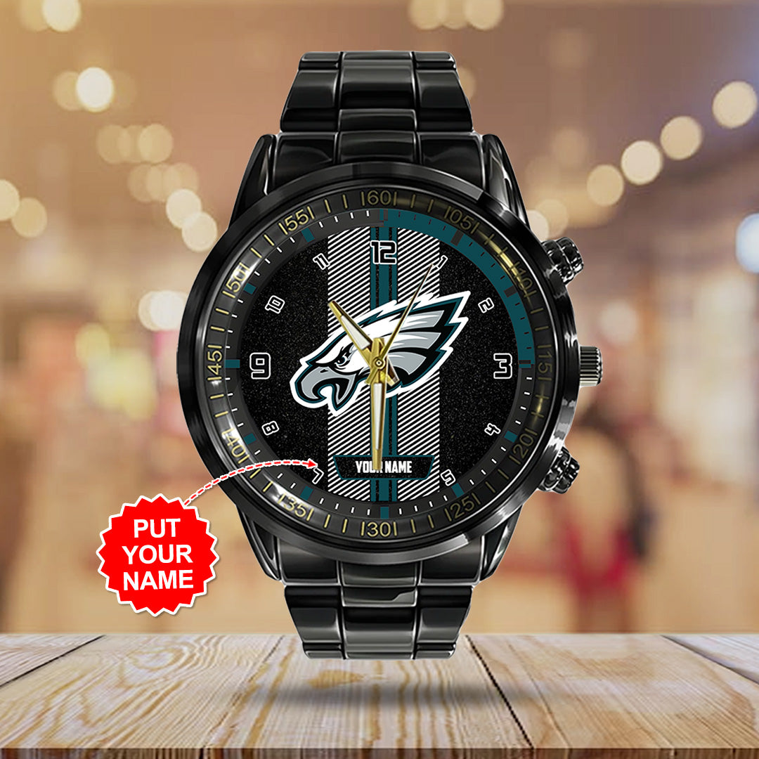 Personalized Philadelphia Eagles Black Stainless Steel Watch – TANTN16025