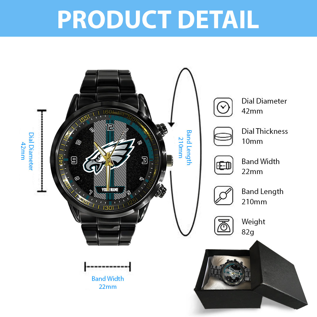 Personalized Philadelphia Eagles Black Stainless Steel Watch – TANTN16025