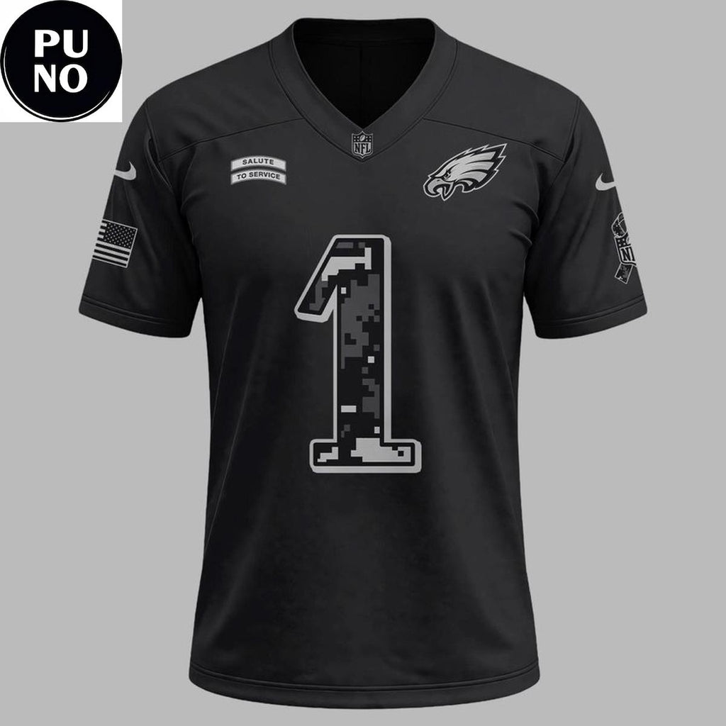 Philadelphia Eagles 2026 Salute to Service Black Personalized Football Jersey