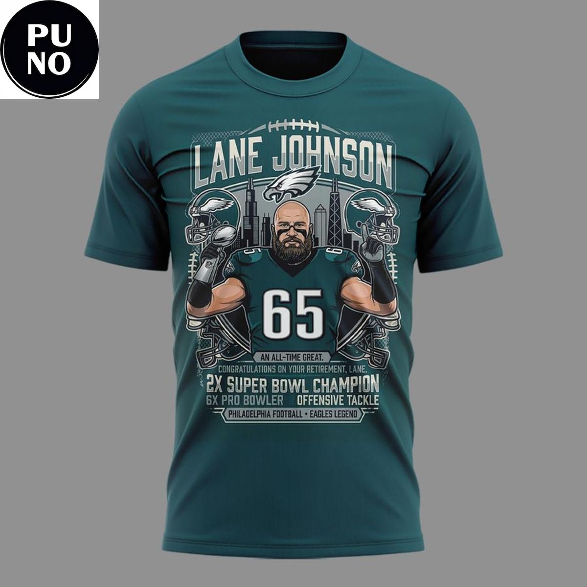 Philadelphia Eagles x Lane Johnson 2026 Always Remembered Legend Hoodie T-Shirt