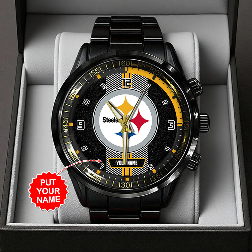 Personalized Pittsburgh Steelers Black Stainless Steel Watch – TANTN16033
