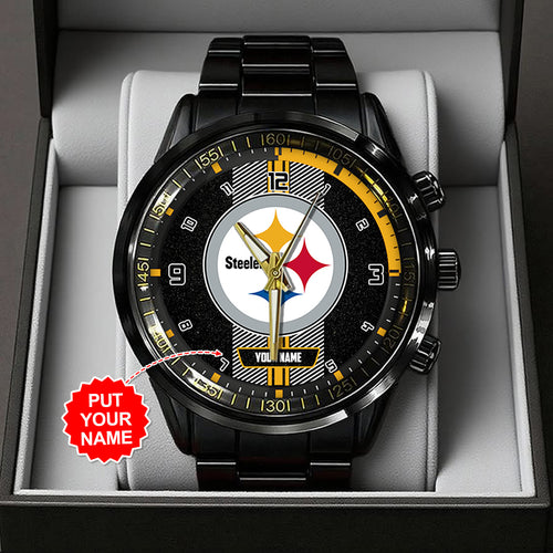 Personalized Pittsburgh Steelers Black Stainless Steel Watch – TANTN16033