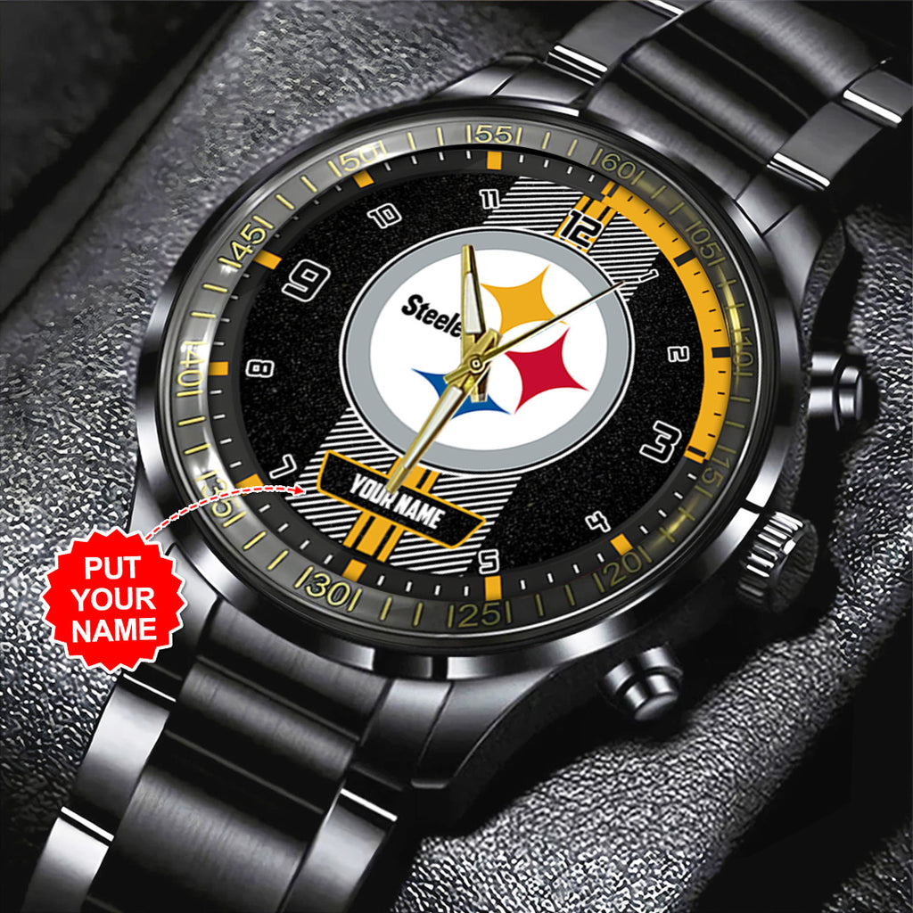 Personalized Pittsburgh Steelers Black Stainless Steel Watch – TANTN16033