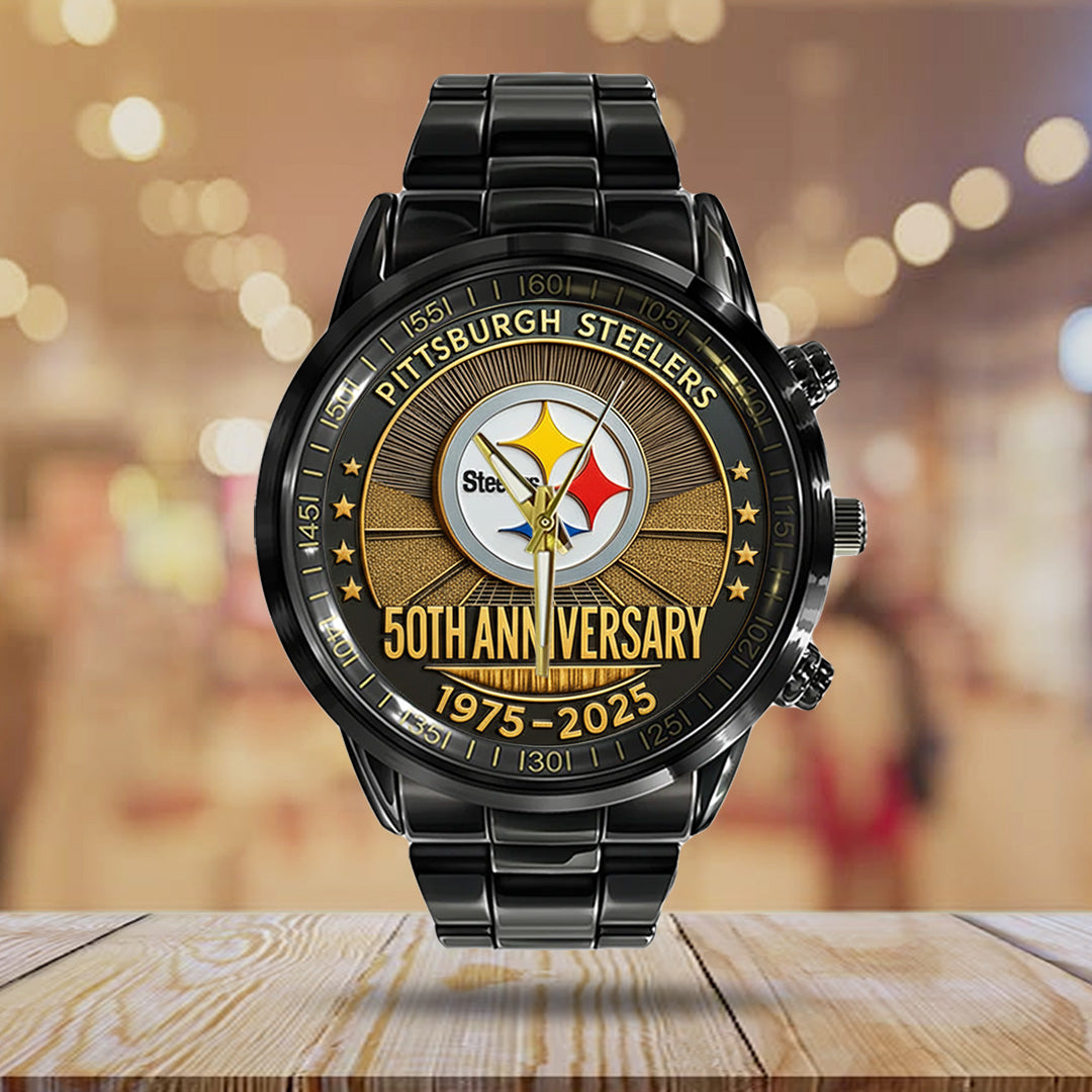 Pittsburgh Steelers The Terrible Towel 2025 Black Stainless Steel Watch – TANTN16139