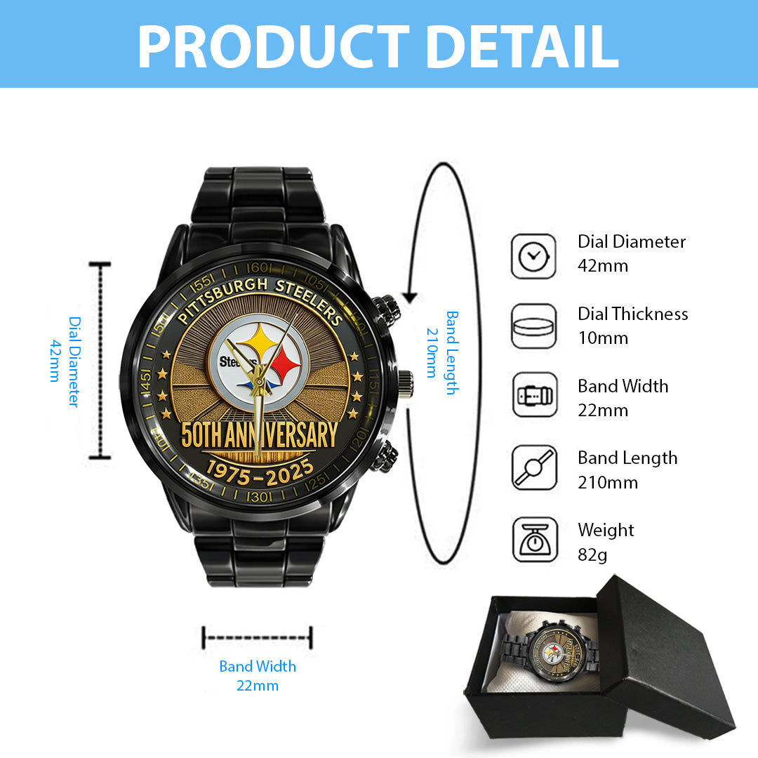 Pittsburgh Steelers The Terrible Towel 2025 Black Stainless Steel Watch – TANTN16139