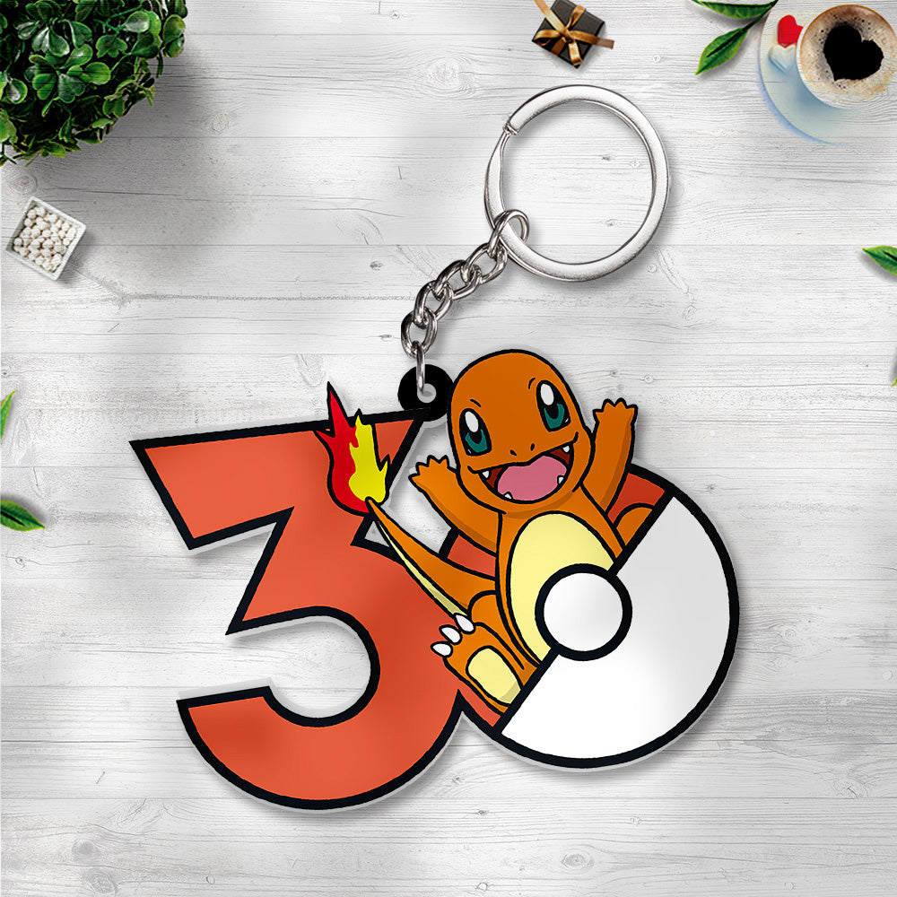 Pokemon x Charmander 30th Anniversary Custom Shape 2-sided Keychain – GNE5233