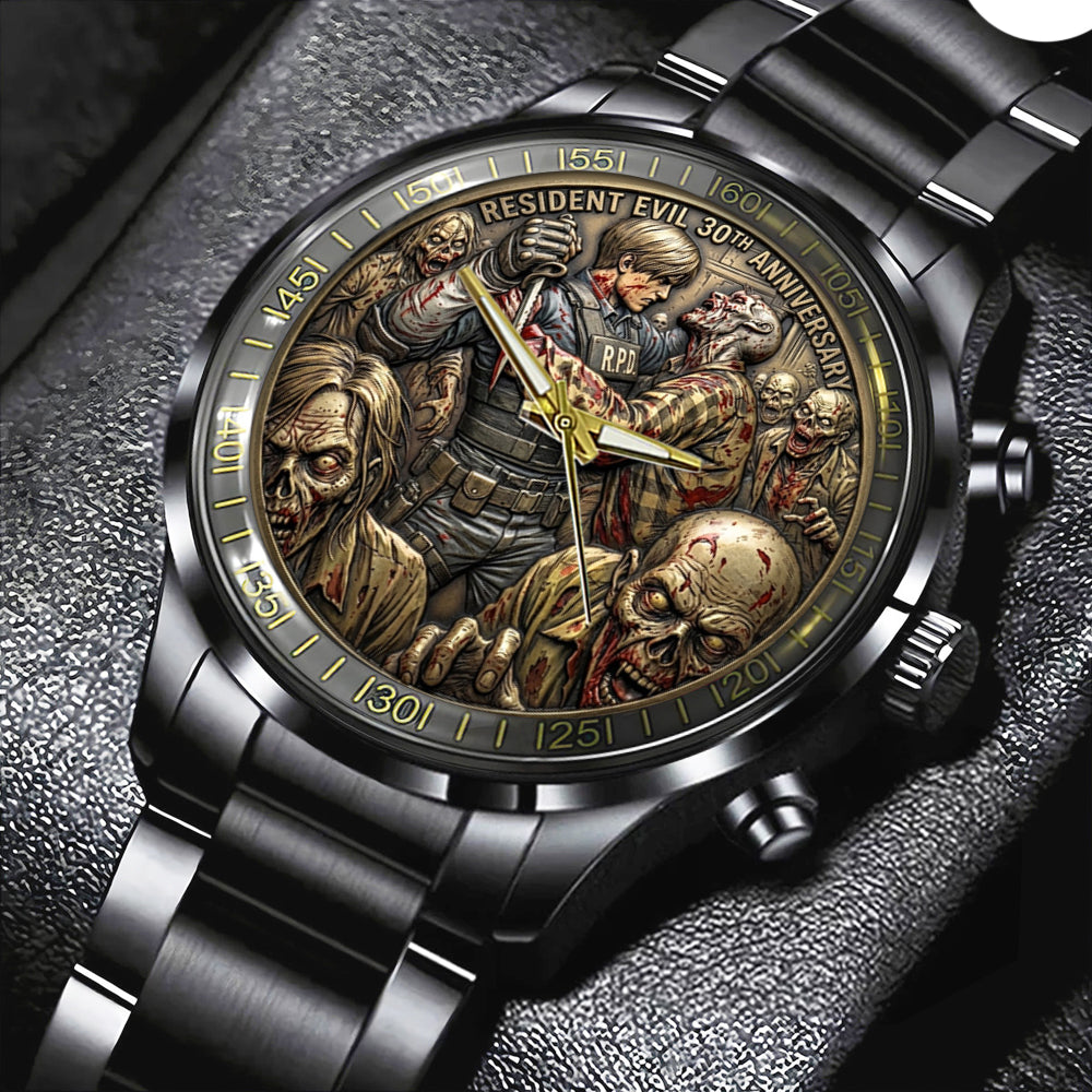 Resident Evil 30th Anniversary Black Stainless Steel Watch – TMTHU4498