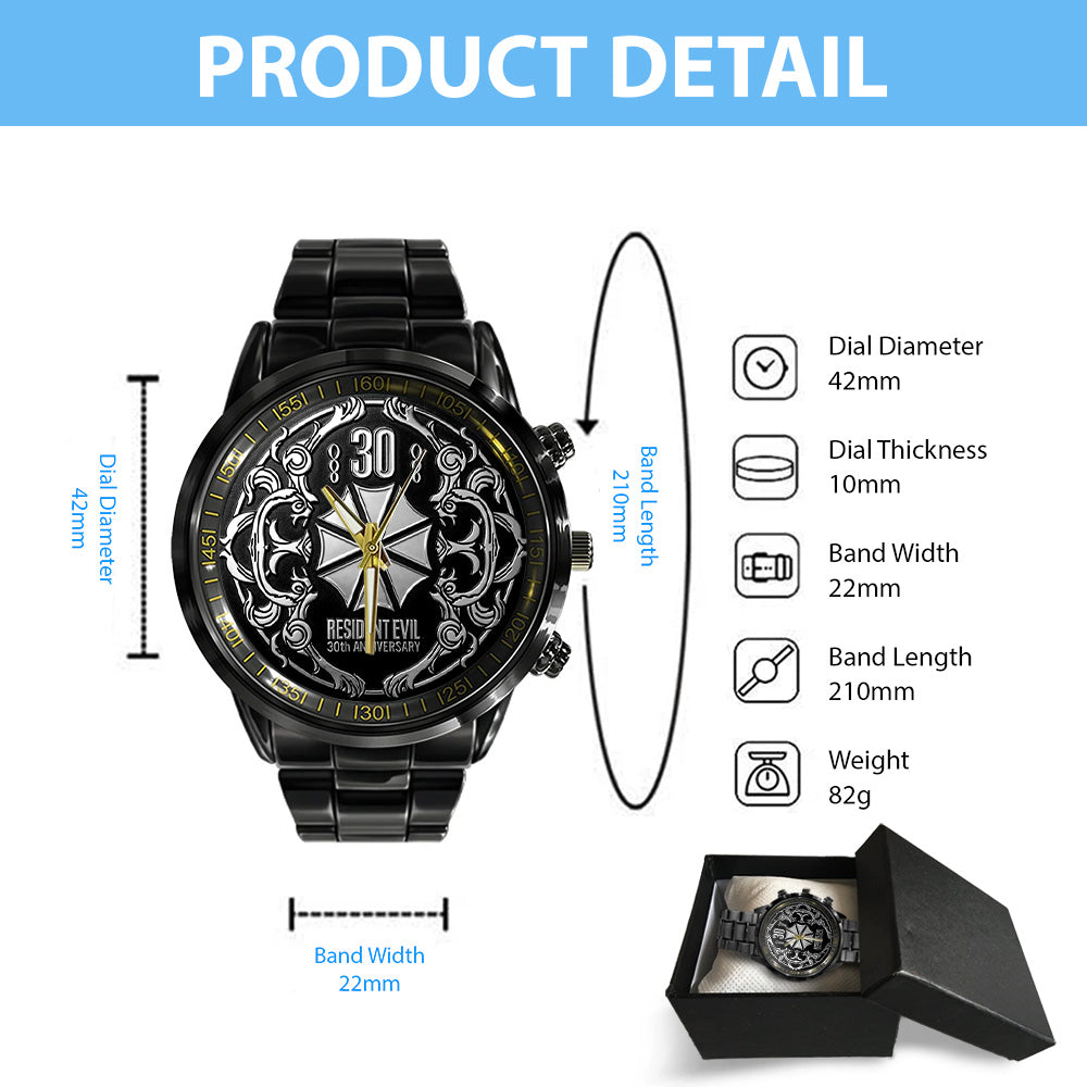 Resident Evil 30th Anniversary Black Stainless Steel Watch – GNE5500