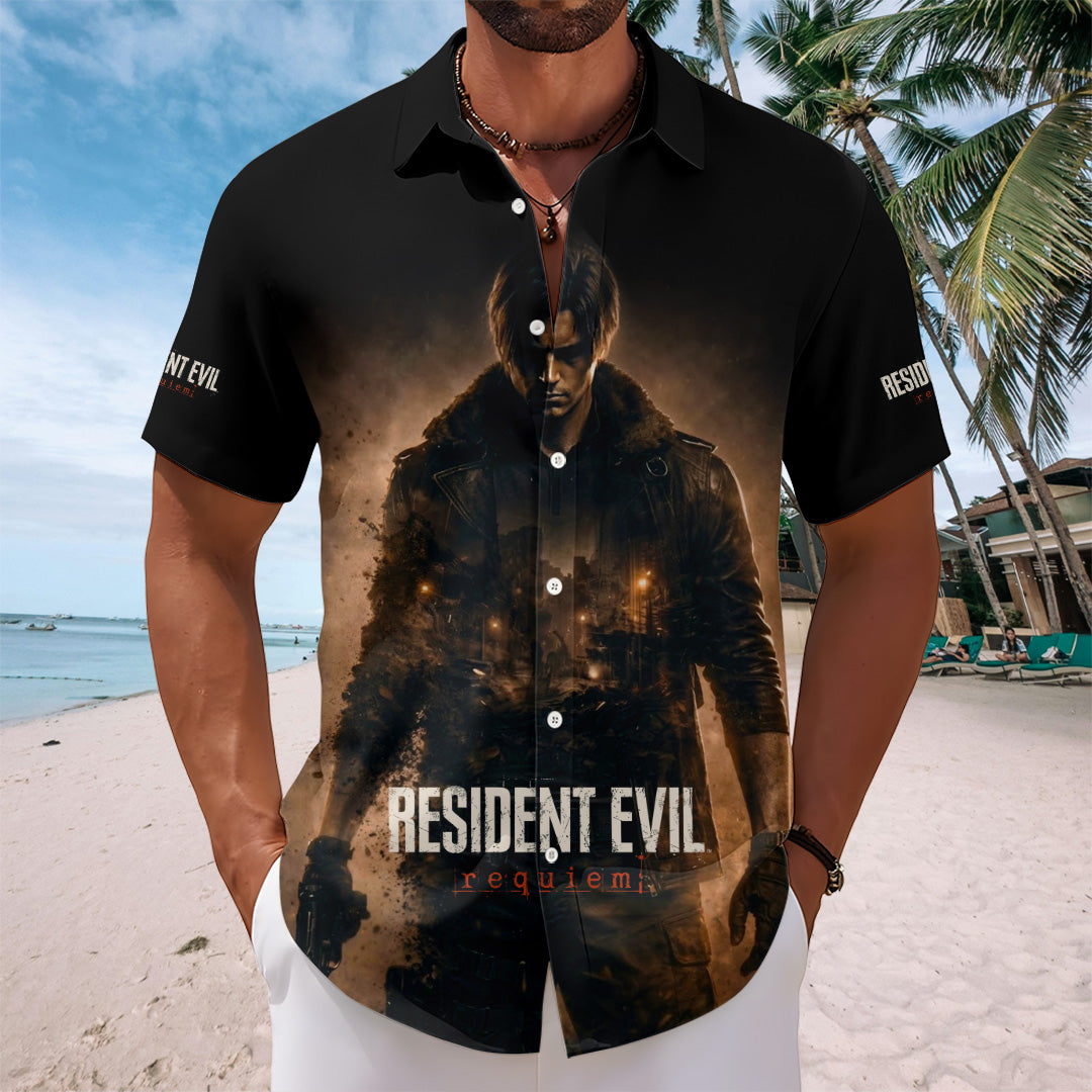 Resident Evil Requiem x Leon Scott Kennedy Short Sleeve Button-Down Shirt – GNE5414.4