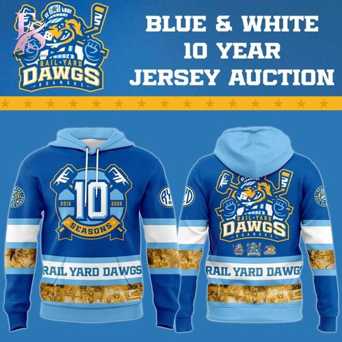 Roanoke Rail Yard Dawgs Blue 10 Year Hoodie