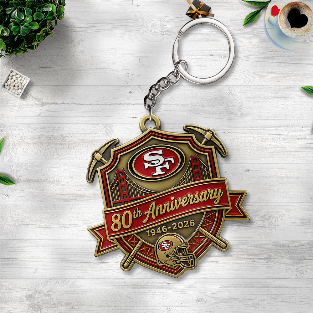 San Francisco 49ers 80th Anniversary 2026 Custom Shape 2-sided Keychain – TANTN21231