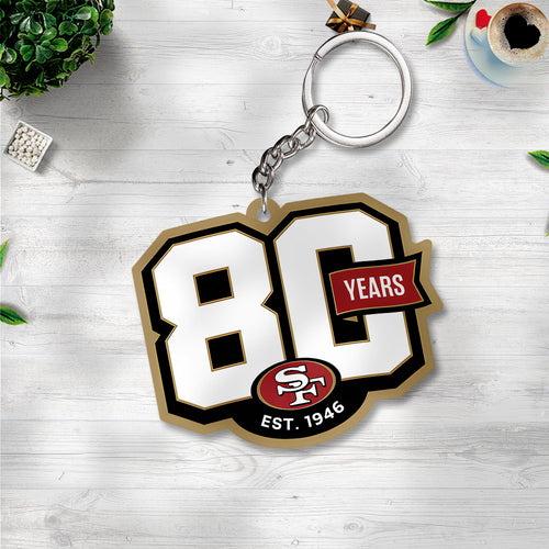 San Francisco 49ers 80th Anniversary Custom Shape 2-sided Keychain – TANTN22252