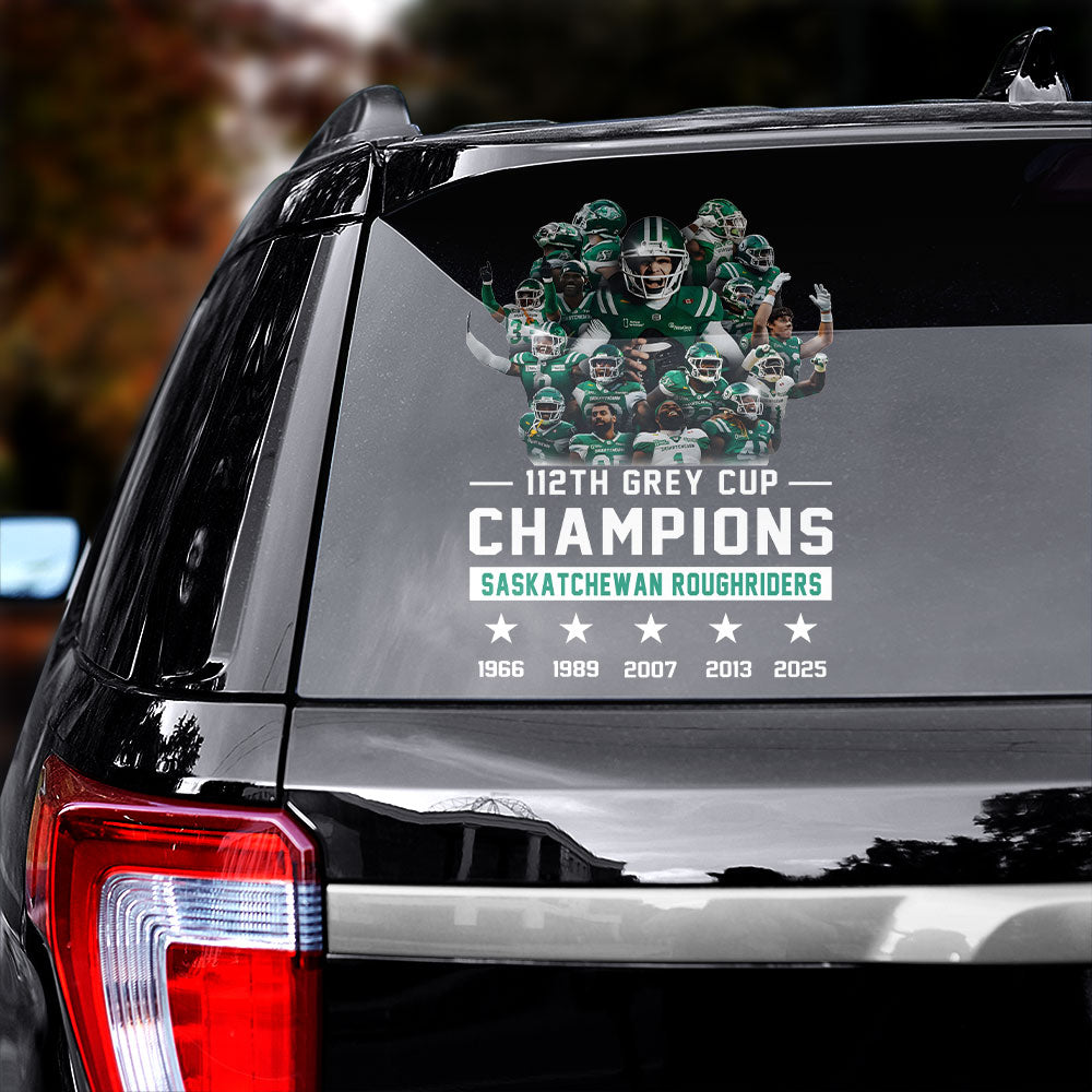 Saskatchewan Roughriders 2025 Grey Cup Champions 3D Car Sticker – TANTN18843