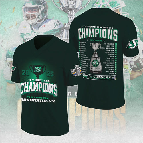 Saskatchewan Roughriders 2025 Grey Cup Champions 3D Football Jersey – MAITM13900