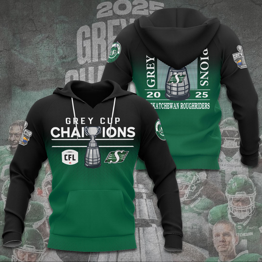 Saskatchewan Roughriders 2025 Grey Cup Champions 3D Apparel – TANTN18830