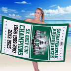 Saskatchewan Roughriders 2025 Grey Cup Champions Rectangle Beach Towel – HOATT14758