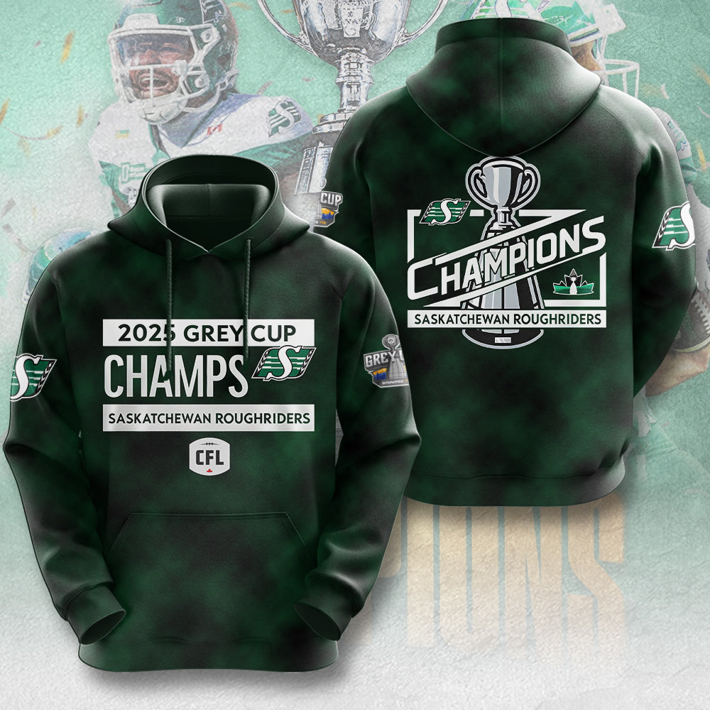 Saskatchewan Roughriders 2025 Grey Cup Champions 3D Apparel – MAITM13930