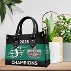 Saskatchewan Roughriders 2025 Grey Cup Champions Leather HandBag – MAITM13901