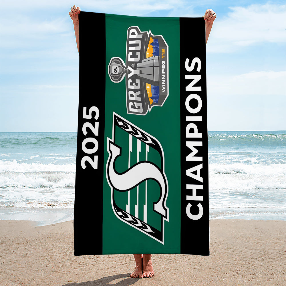 Saskatchewan Roughriders 2025 Grey Cup Champions Rectangle Beach Towel – MAITM13843